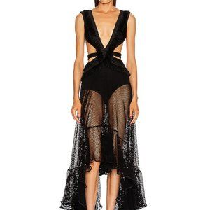 PatBo black fitted dress with built in swimsuit